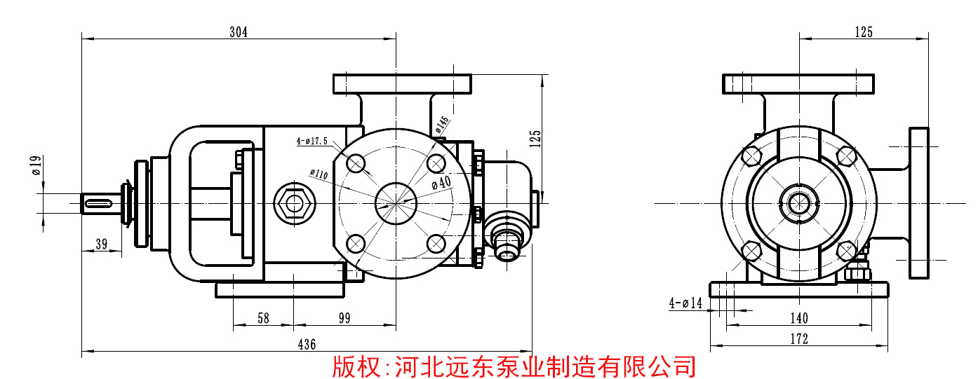 粘稠物料輸送泵NYP7轉子泵外形尺寸圖